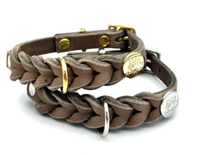 Lederhalsband The Braided One Taupe