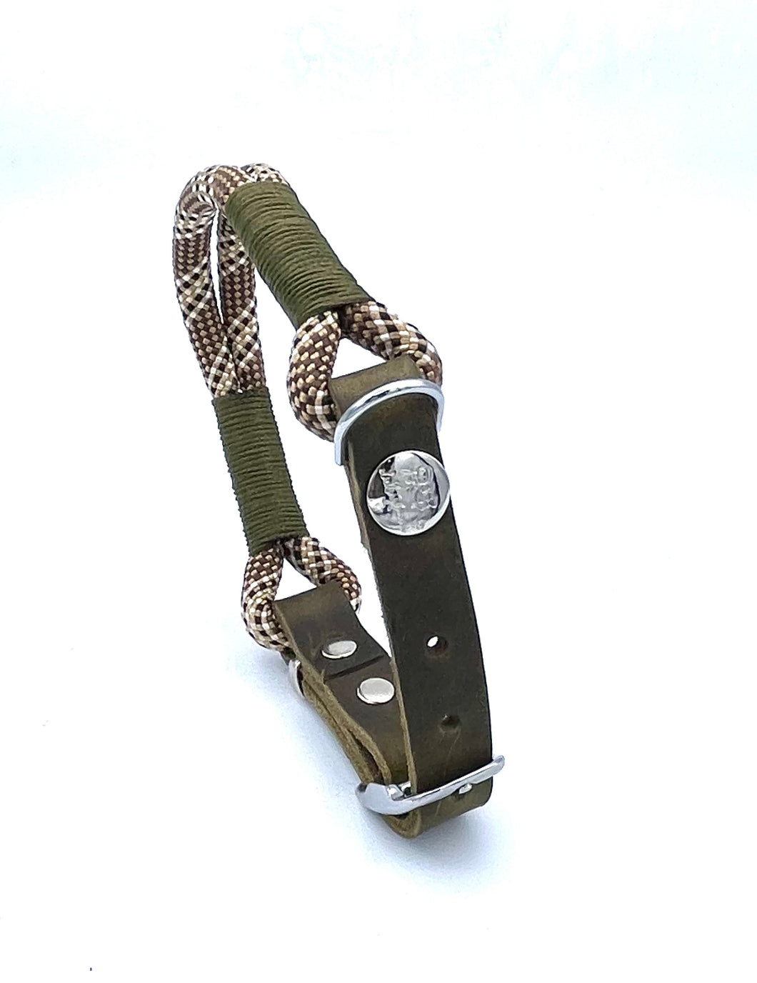 Tau-Leder-Halsband OliveBrown